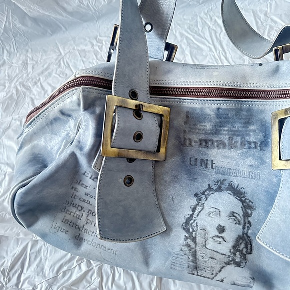 Bocci vintage leather light blue satchel bag - Picture 4 of 6